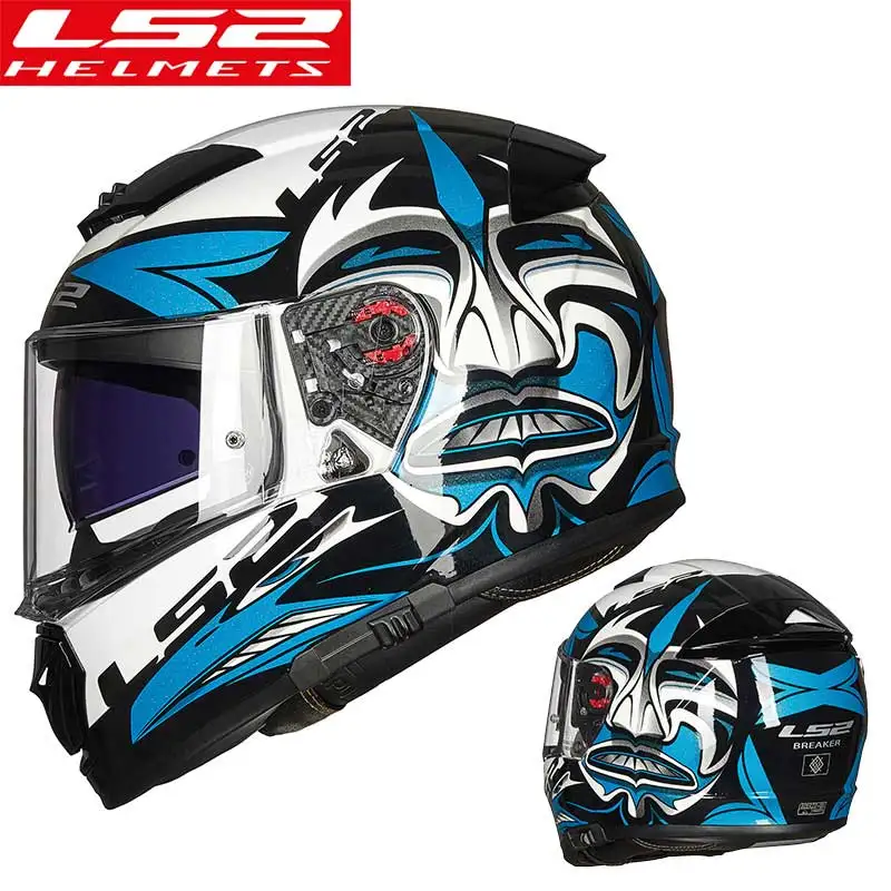 19 LS2 Полный лицевой шлем мото rcycle шлем casco moto capacetes de moto ciclista двойной объектив capacete FF390 - Цвет: 19