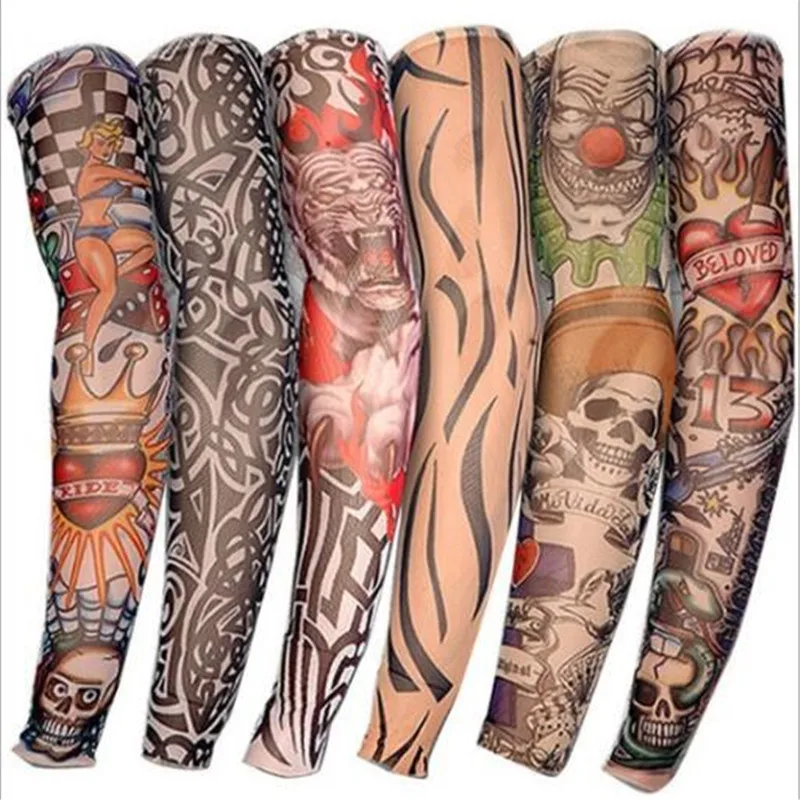 

1PC Cycling Sports Tattoo Sleeves UV Cool Arm Sleeves Cycling Running Arm Warmer Sport Elastic Oversleeve Arm Warmers