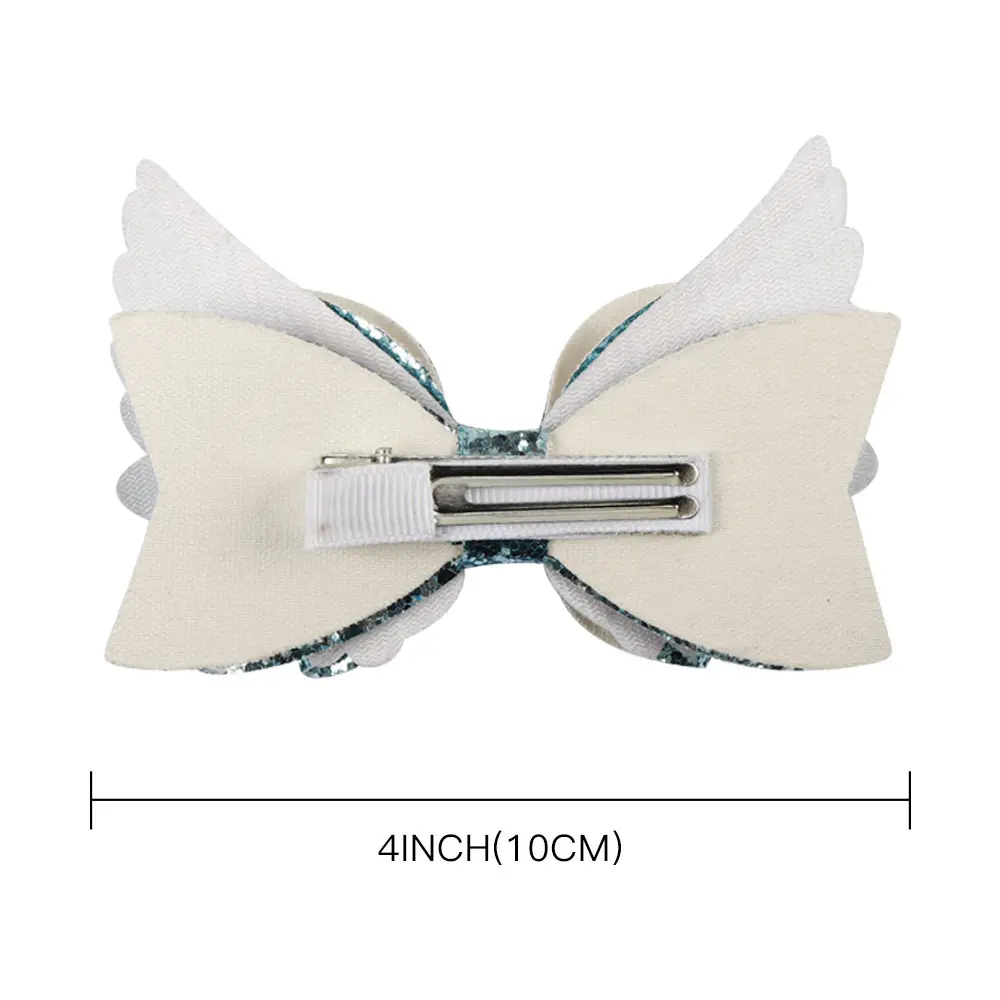 4 ''блестящие Многослойные банты для волос радужные крылья блестящий мини бант