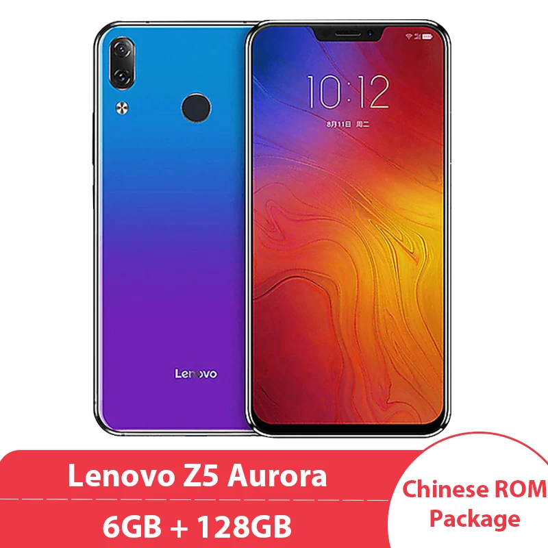 Lenovo Z5 6G с глобальной прошивкой, 128 ГБ, Восьмиядерный мобильный телефон Snapdragon 636, 19:9 экран, 6,2 Android 8,1, 16 МП, 8 Мп, двойная задняя камера, мобильный телефон - Цвет: Aurora