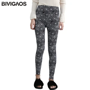 BIVIGAOS Стиль досуга женские леггинсы с принтом паука тонкие повседневные готические эластичные черные леггинсы женские леггинсы