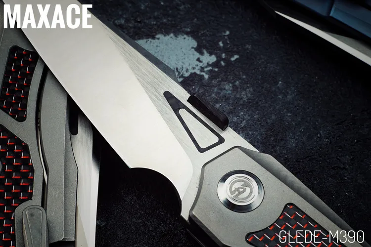 Maxace Glede M390 атласное лезвие TC4 Титан+ 3K красная ручка из углеродного волокна карманный нож складной нож