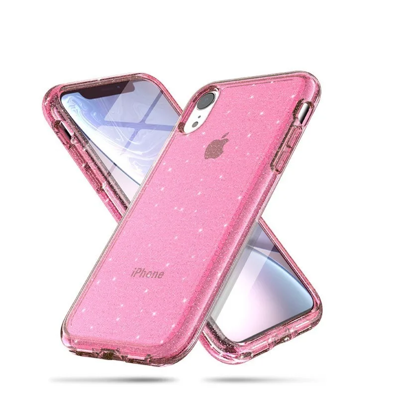 Chyi ТПУ грязеотталкивающий чехол с блестками для IPHONE XS MAX IPHONE XR IPHONE X/XS противоударный защитный чехол задняя крышка сумки - Цвет: Pink