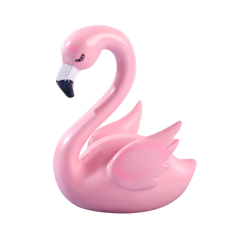 Modern Resin Cake Decoration Crafts Beautiful Pink Flamingo Swan Decorative Ornaments Home Livingroom Figurines Accessories | Дом и сад