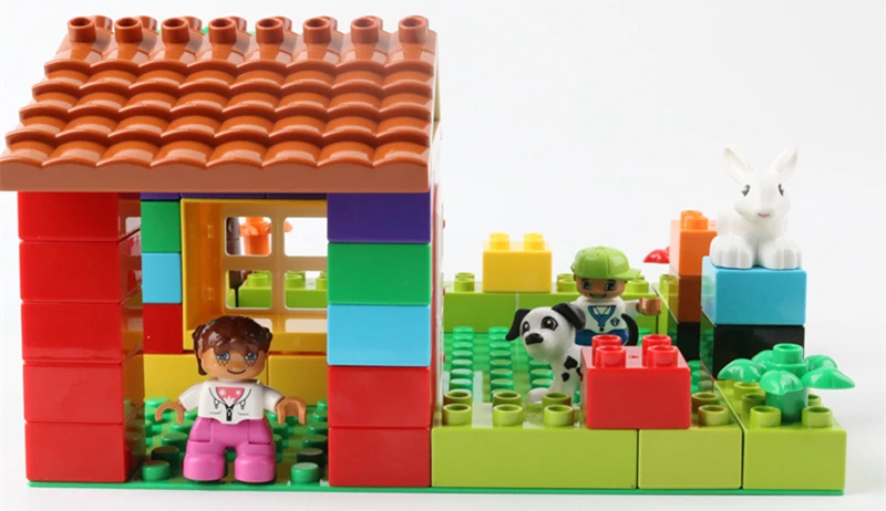 Большой размер DIY Duploe Happy House аксессуары строительные блоки фигурка животного двора кирпичи дублированные игрушки для детей