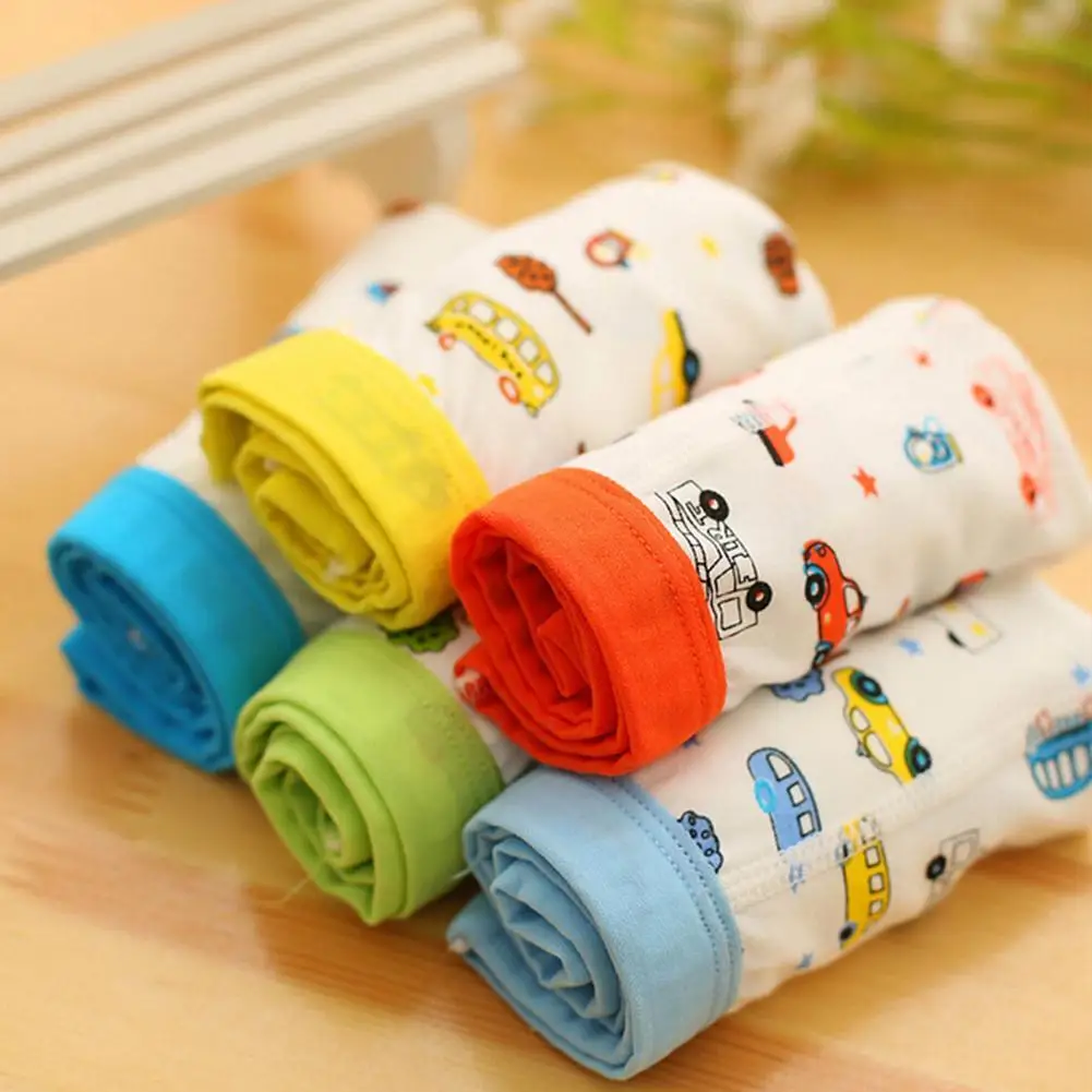 Hot Sale Briefs Children Underwear Panties Infant Shorts Car Cotton Cartoon Image Kids 4 Pcs/pack Colors Random |