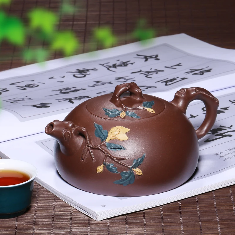 500 мл аутентичный Yixing чайник ручной работы Магнолия весенний горшок Китайский