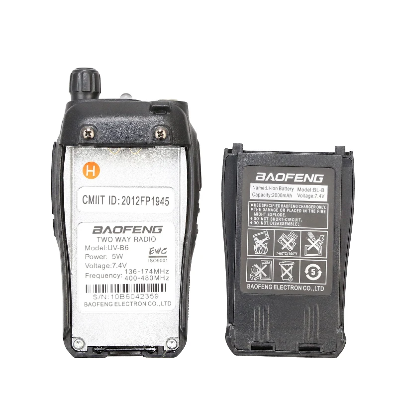 Новая Черная портативная Двухдиапазонная рация BaoFeng VHF/UV-B6 &amp 400-480 МГц