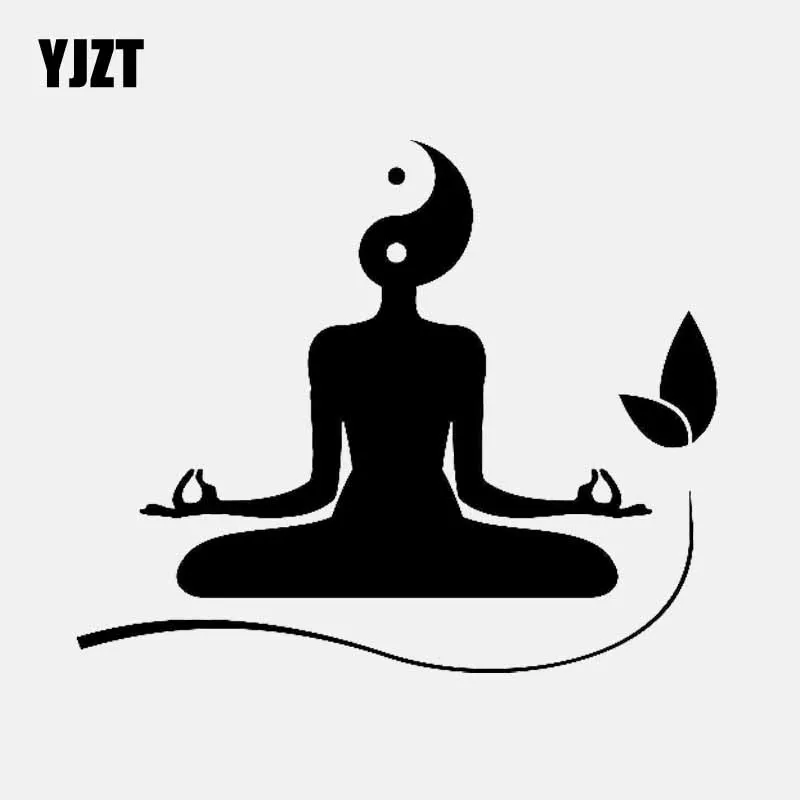 YJZT 15.5CM*12.7CM Yoga Meditation Vinyl Car Stickers Buddhist Zen Decal Black/Silver C3-1529 | Автомобили и мотоциклы