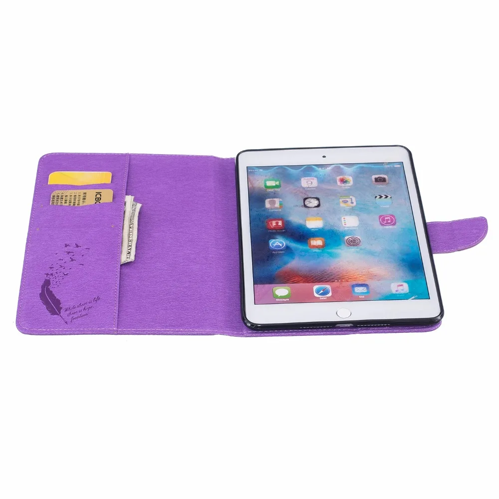 Чехол для iPad mini 4 7 9 дюймов с узором из перьев подставкой Folio кожаный чехол