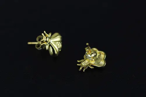 Solid Sterling SIL милые серьги гвоздики золотистого цвета с медом и Пчелой A1296