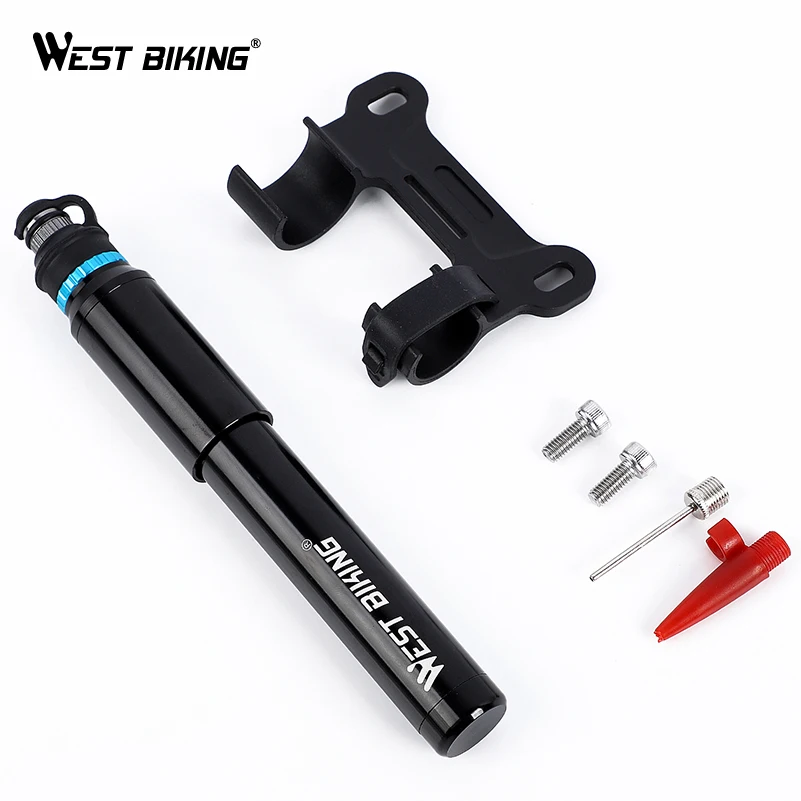 

WEST BIKING 150 PSI Portable Mini Bicycle Pump Hose Aluminium Alloy Pocket Cycling Pump Presta Schrader Valve With Ball Needle