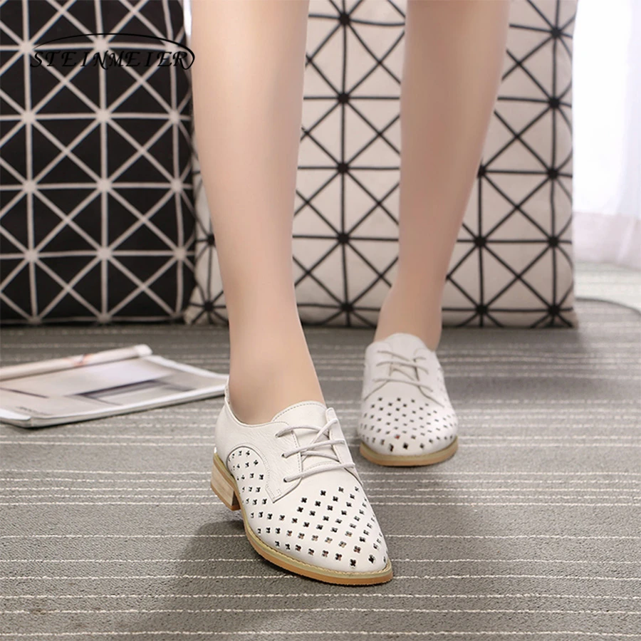 

Women genuine leather tassel brogue oxford shoes woman white hollow handmade vintage retro casual flat shoes for women 2020