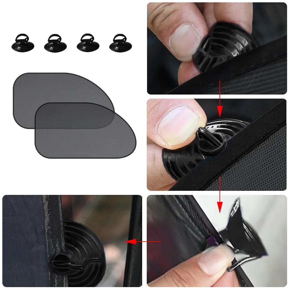 

GLCC 2PCS Car Window Sunshade Cover Curtain UV Protection Shield Visor Mesh Mosquito Dust Protection Covers