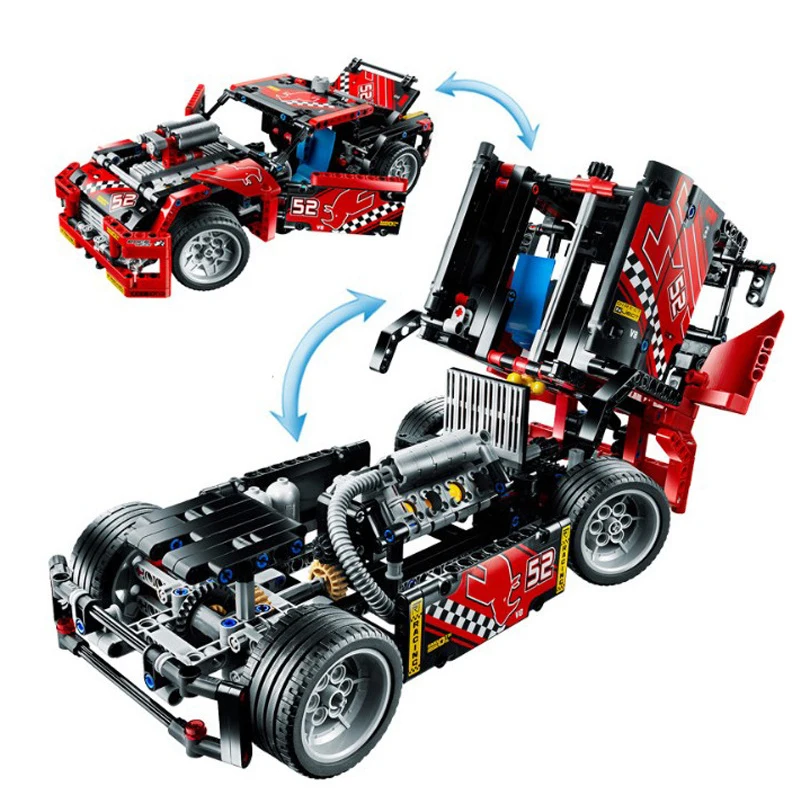 608 шт. Legoings гоночный автомобиль 2 в 1 трансформируемая модель строительные блоки