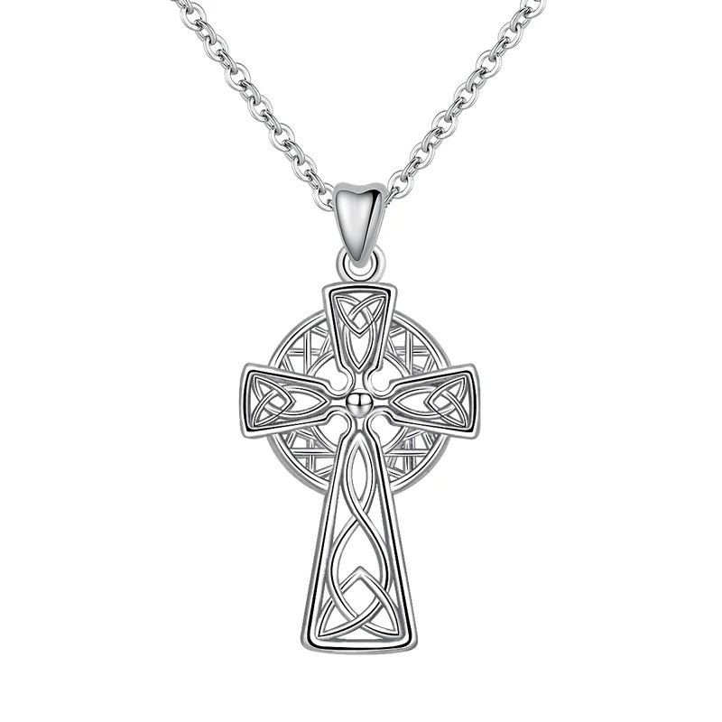 Pendant and chain EUDORA, 925 пробы, серебро, кельтский узел, винтажный крест-кулон, ожерелье, Стерлинговое Серебро, кельтские ювелирные изделия, Великолепные Подарки CYD240 - Окраска металла: Pendant and chain