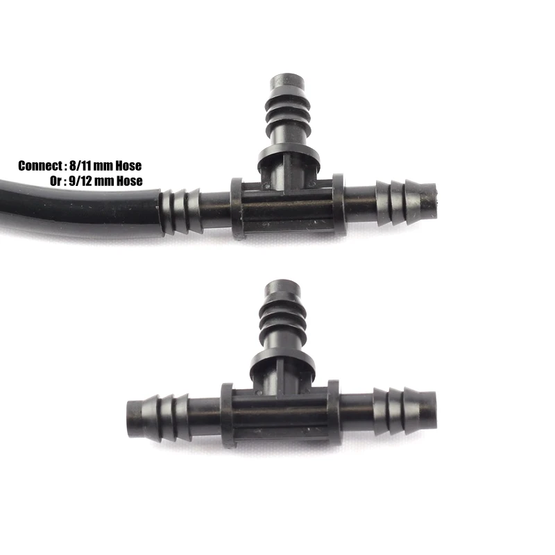 

10pcs 8~9mm Irrigation Hose Tee Connectors Garden Micro Irrigation Pipe Barbed Connector Gardening Watering Kit Soft Pipe Parts
