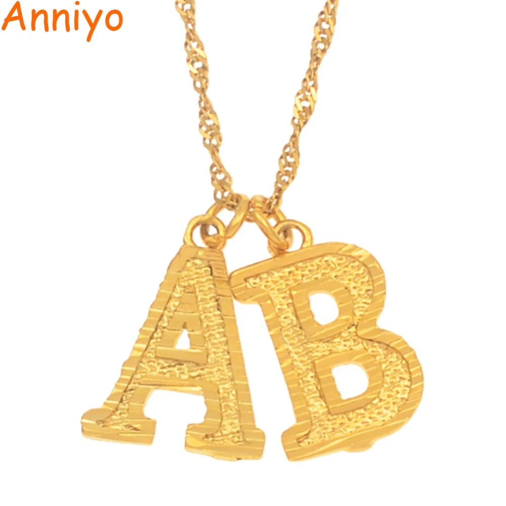 

Anniyo Custom With 2 Letters Pendant Necklaces for Women Girls Customize Initial Alphabet Chains Gold Color Jewelry #209206