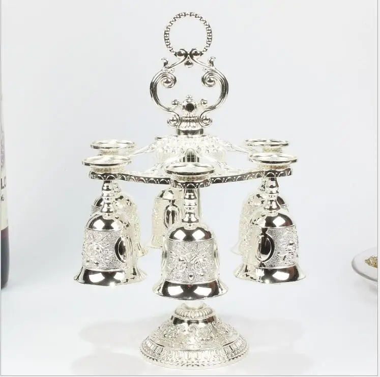 6 шт./компл. серебряные декоративные металлические бокалы для вина набор напиток