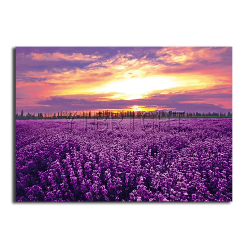 

DIY 3D Diamond mosaic Violet purple Full Round Diamond embroidery Cross stitch sunset Full Square Diamond painting landscape