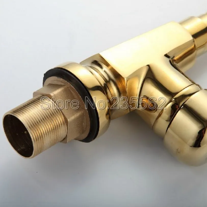 

NEW Gold Color Brass Swivel Bathroom Basin Faucet Deck Mounted Vessel Sink Mixer Taps Single Handle Faucets lgf003