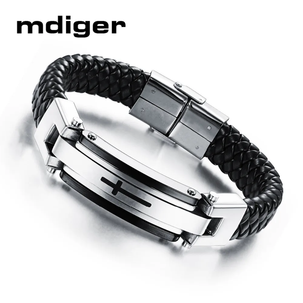 Mdiger смешанный 2 шт/партия черный плетеный кожаный браслет для мужчин браслеты с