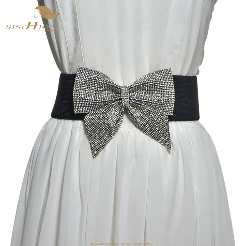 

SISHION Women Elastic Waist Belt For Dresses 2021 Fashion Bow Waistband Wide Femme Black Belts High Quality QY0244