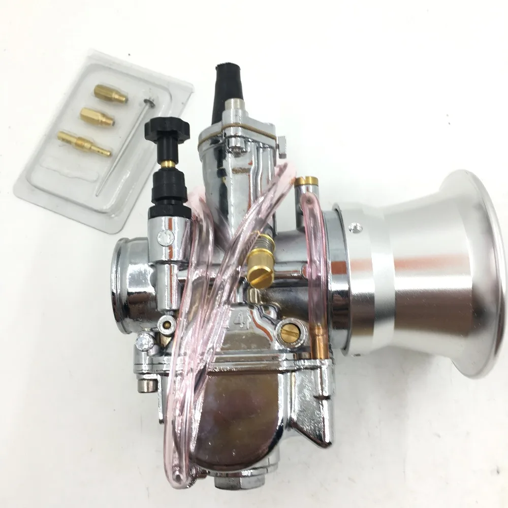 free shipping Tuning PWK 24 mm carb Carburetor Carburettor Vergaser chrome Edition+Power jet + jets+ stack rep for keihin