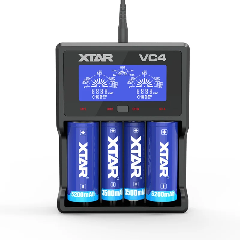 New XTAR VC4 Charger Universal LCD Screen Display USB Ni-MH/Ni-CD Li-ion Battery 18650 20700 21700 22650 18500 18700 | Электроника