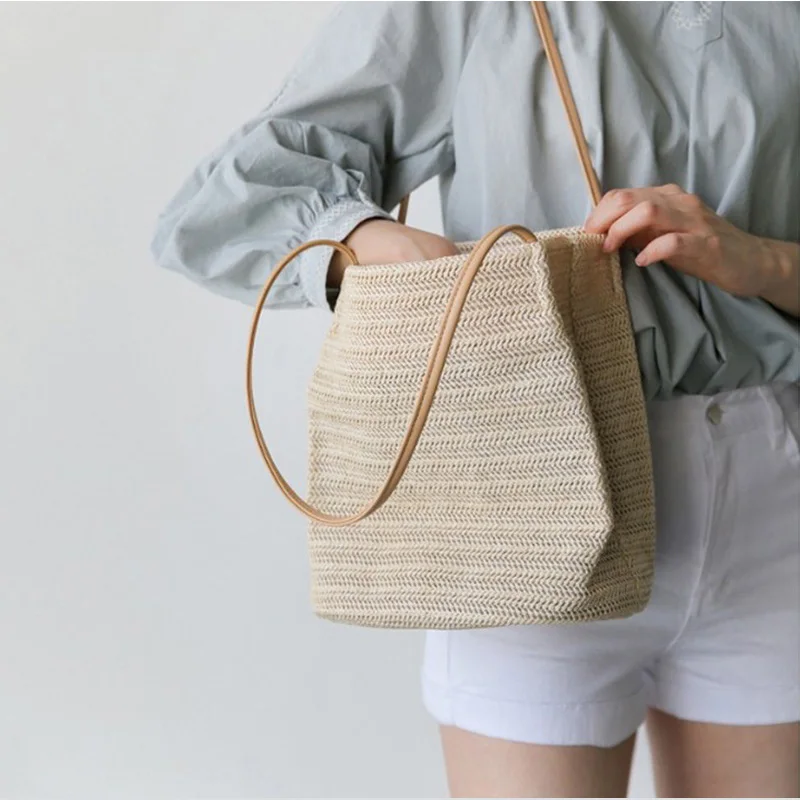 2019 женская сумка летняя пляжная плетёная ротанговая ручная работа вязанные