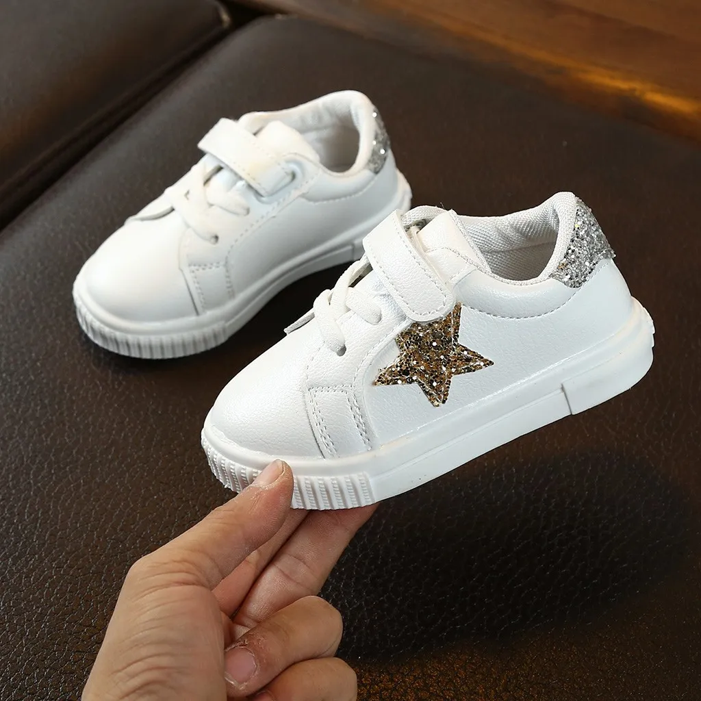 Perimedes Children Kids Baby Girls Boys Bling Star School Flat Sport Sneakers Casual Shoes | Детская одежда и обувь