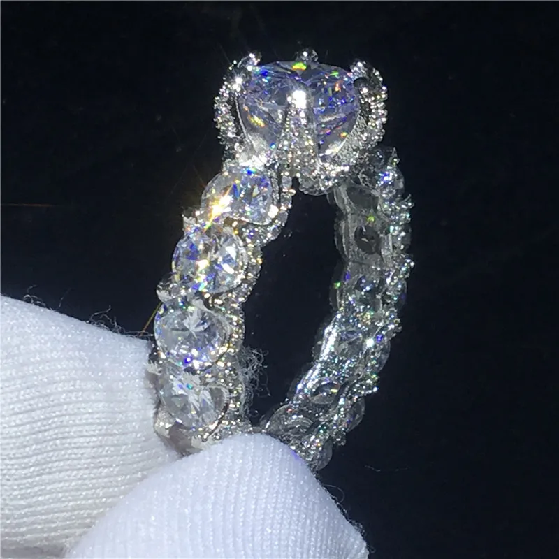 Винтажное кольцо обещания 3ct AAAAA Cz камень серебряного цвета обручальное для