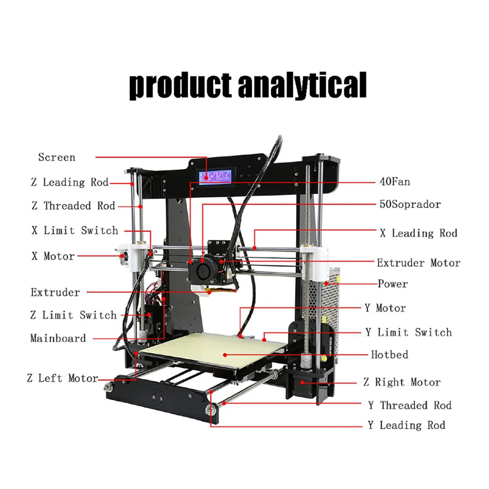 Anet A8 Авто дешевый 3d принтер 0 4 мм экструдированная машина с форсункой Reprap I3 Prusa DIY