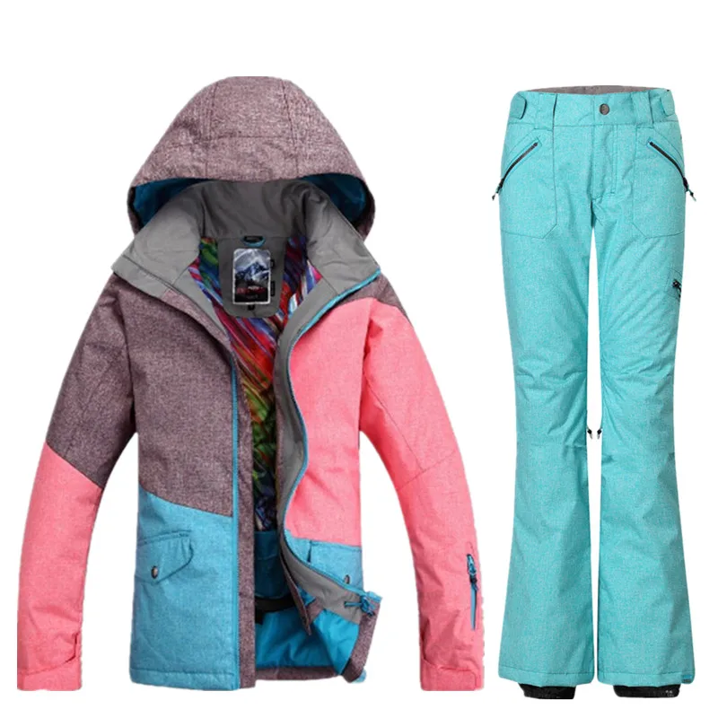 GSOU SNOW Brand Waterproof Ski Suit Women Jacket Pants Winter Mountain Skiing Ladies Outdoor Snowboard Set | Спорт и развлечения