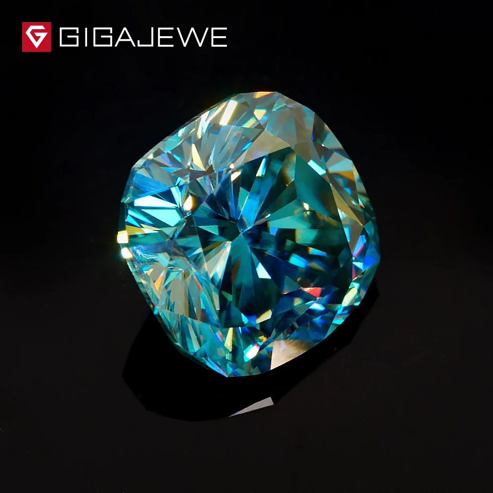 GIGAJEWE Cyan синяя Подушка Большой размер 5.8ct 13.4ct свободный алмаз тест прошел Moissanite