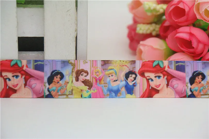 DHK 7/8 ''5 ярдов принцесса напечатаны grosgrain головные уборы с бабочкой волос лук diy вечерние украшения OEM 22 мм C1184