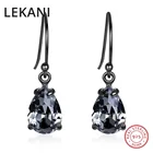 LEKANI в винтажном стиле, в стиле ретро; Черный воды серьги в виде капель с кристаллами от сваровски для женщин вечерние подарки Настоящее S925 серебро ювелирные украшения 2019