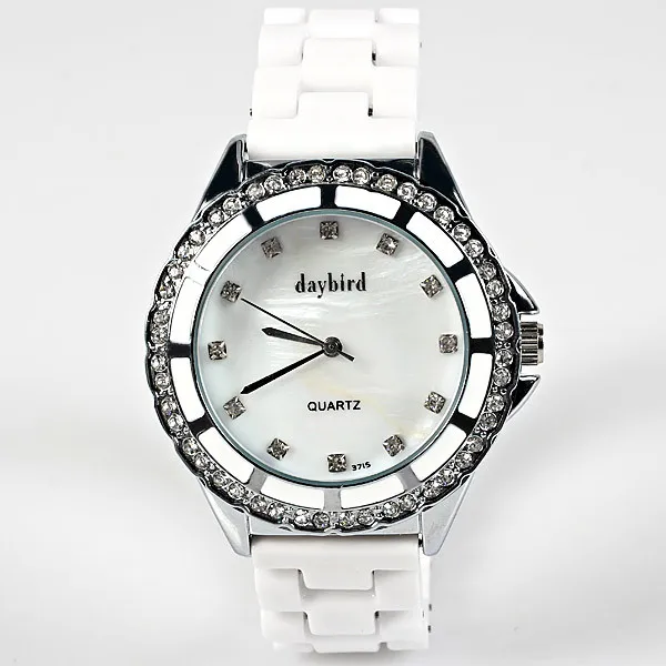 Daybird Quartz Watch with Diamond Squares Indicate Ceramics Band for Women|watch band nylon|watch datewatch strap |
