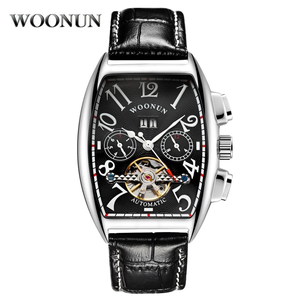 Новые часы Tourbillon Модные Дизайнерские Мужские автоматические механические Tonneau