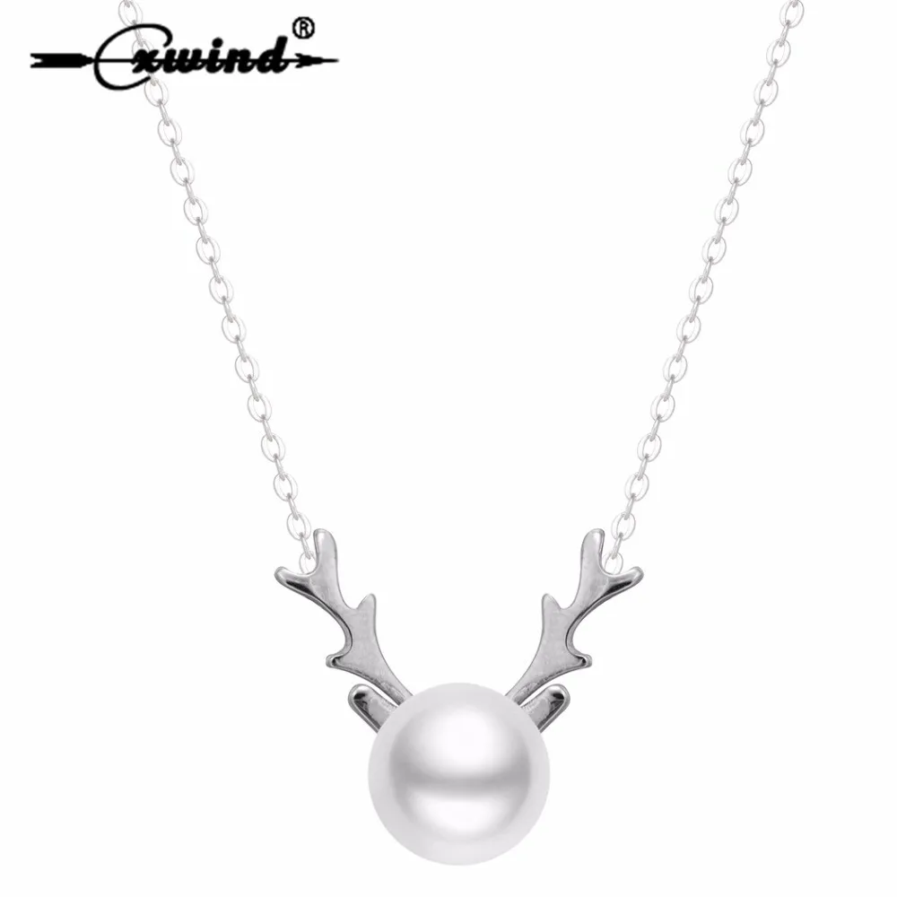 Cxwind модная Ювелирная цепочка олень лося рога форма ожерелье с жемчугом ожерелья