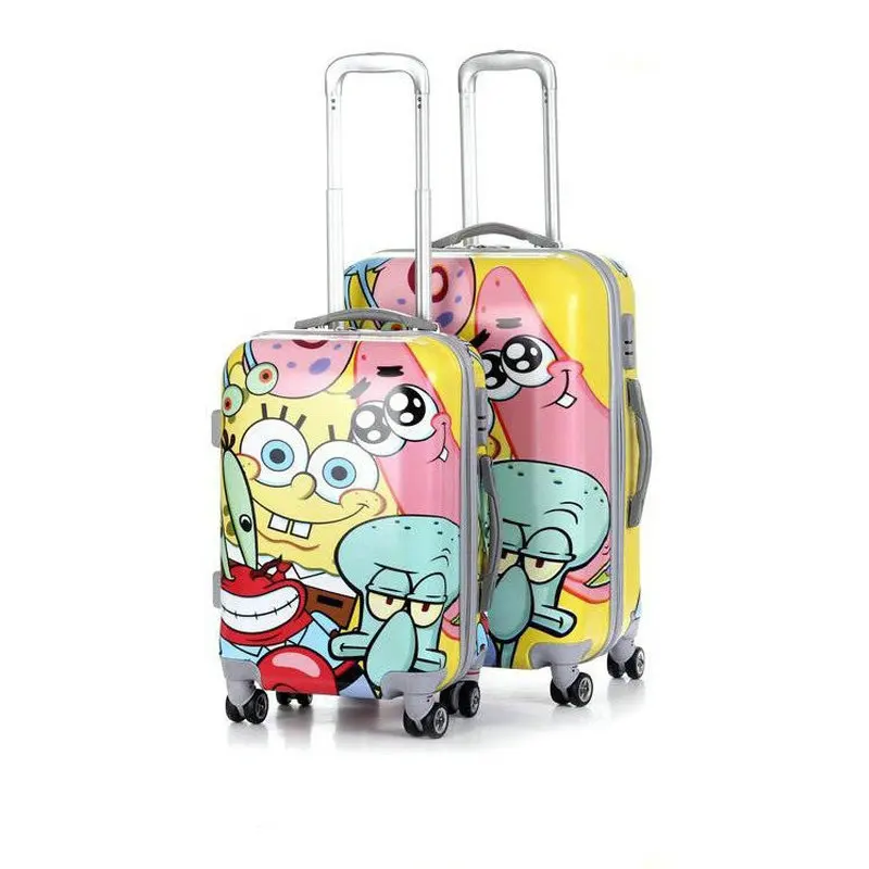 SpongeBob квадраты мультфильм детский Дорожный чемодан ABS+ PC Универсальный колеса женский чемодан для багажа на колесиках 2" 24" багаж