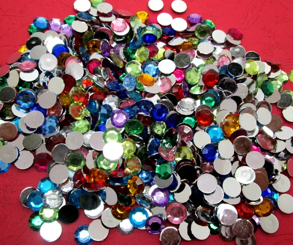 

500Pcs 10mm Acrylic Mixed Bling Round Decoration Crafts Flatback Cabochon Scrapbooking Fit Hair Clips Embellishments Beads Diy