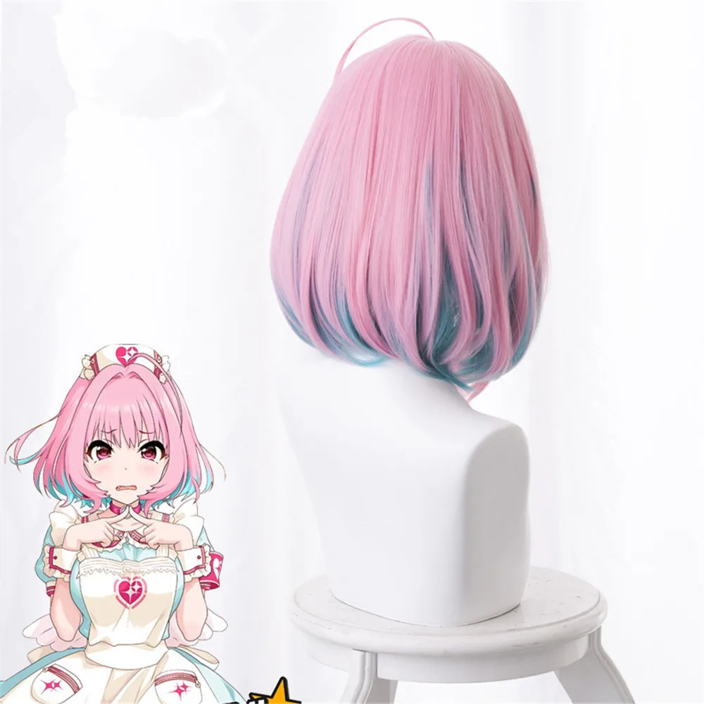 The idolmaster Золушка девушки косплей парики Yumemi Riamu 30 см короткий парик + шапочка для