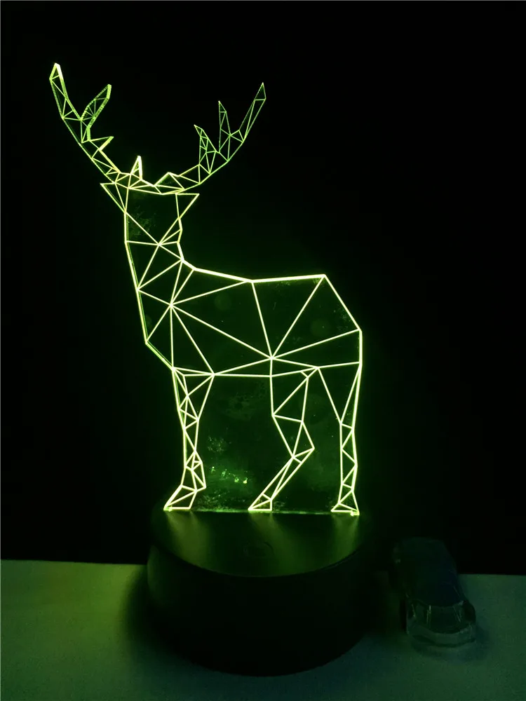 Рождественский подарок 2019 года 3D лампа в виде оленя с животными RGB светодиодная USB