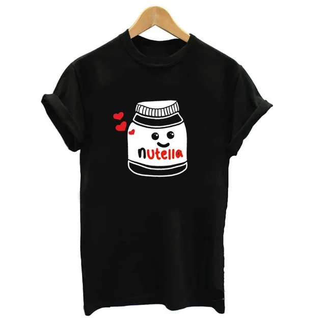 Забавная новая одежда для пары летняя крутая женская футболка с принтом Nutella