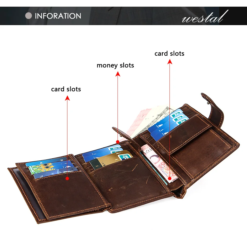 Короткий Мужской кошелек WESTAL из натуральной кожи, RFID, Воловья кожа, мужские кошельки, портмоне для мужчин, из натуральной кожи, 8301