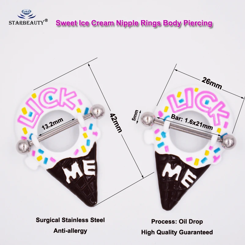 Starbeauty 2 шт./лот LICK ME кольцо для сосков мороженого 14 г сексуальный пирсинг Соска
