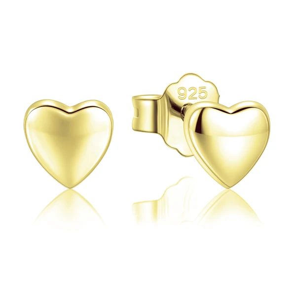 Gold Heart Modian горячая Распродажа 925 пробы серебряные милые маленькие серьги-гвоздики в форме сердца для женщин модные круглые Роскошные блестящие ювелирные изделия - Окраска металла: Gold Heart