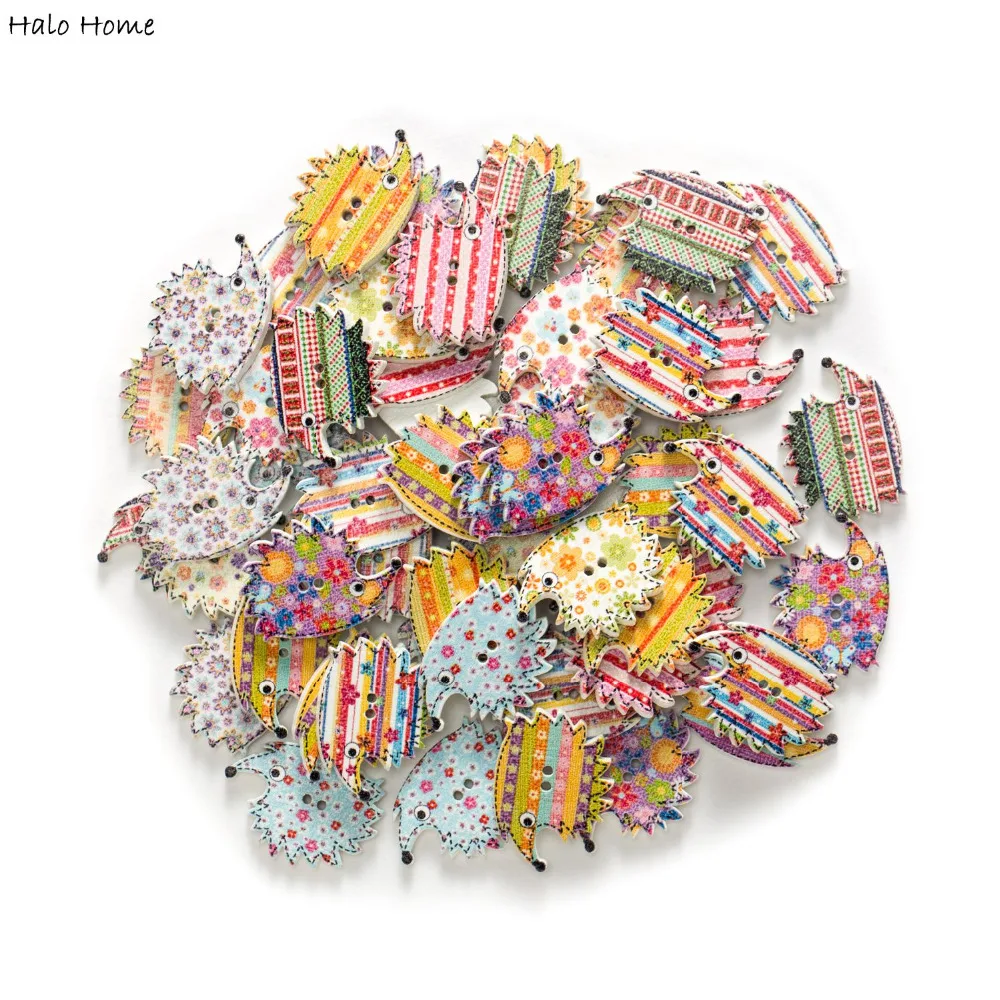 30 шт Ежик деревянные пуговицы для пришивания Скрапбукинг одежда головные уборы