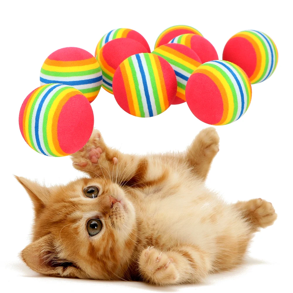 

NICEYARD 10Pcs Colorful Balls Rainbow Cat Toy Training Pet Supplies Interactive Cat Toys Pet Products Cat Football Training Toys